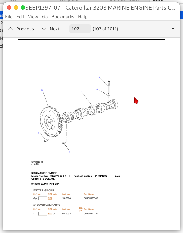 Caterpillar 3208 MARINE ENGINE Parts Catalog (SEBP1297) A++ Repair